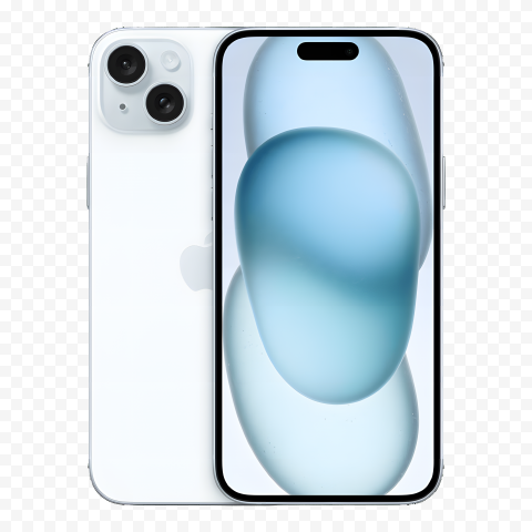HD Apple Iphone 15 Plus Blue Front And Back View PNG Image