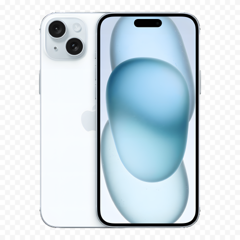 HD Apple Iphone 15 Plus Blue Front And Back View PNG Image TOPpng