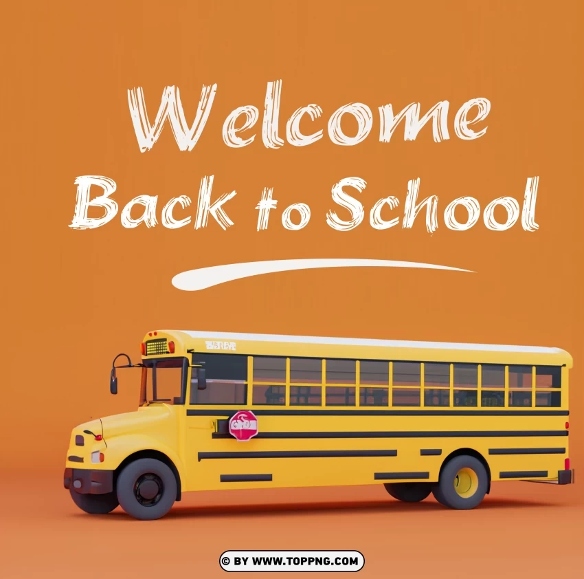 HD Back to School Poster with 3D School Bus on a Yellow Background Photo