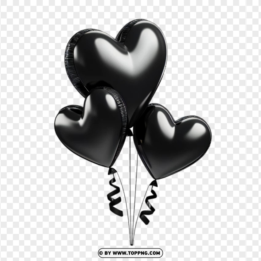 Hd Black Triple Heart Balloons Valentine Love Decor PNG Transparent Background