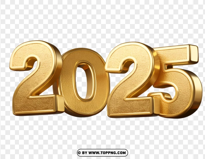 Hd Bold And Glossy 2025 Gold Numbers Design PNG Transparent Background