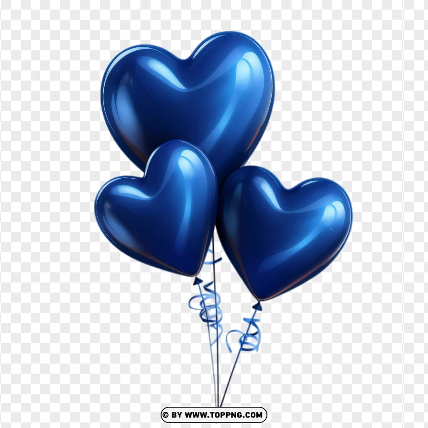 Hd Dark Blue Triple Heart Balloons Valentine Celebration PNG Transparent Background