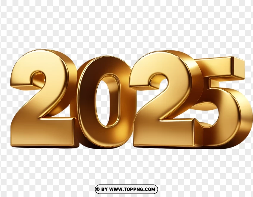 Hd Elegant Polished Gold New Year 2025 Numbers PNG Transparent Background