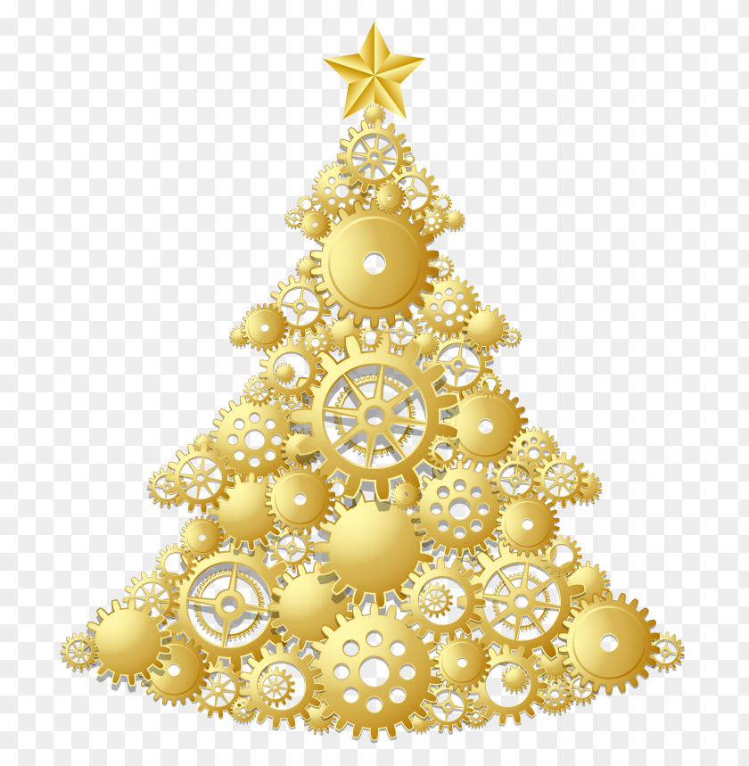 Hd Gold Gears Christmas Tree Shape PNG Transparent With Clear Background ID 474488
