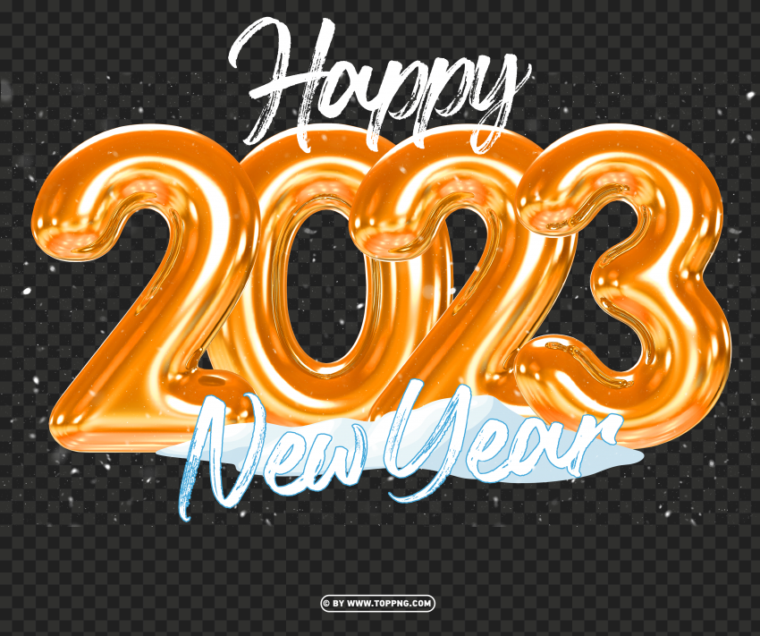 Hd Golden 2023 Happy New Year Snowy Design Png Image