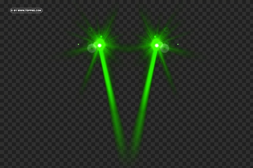 High Definition Green Beam Laser Eyes PNG with Lens Flare Effect