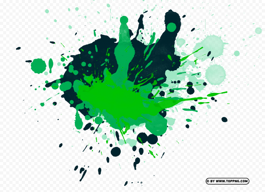HD Green Paint Splash Watercolor PNG