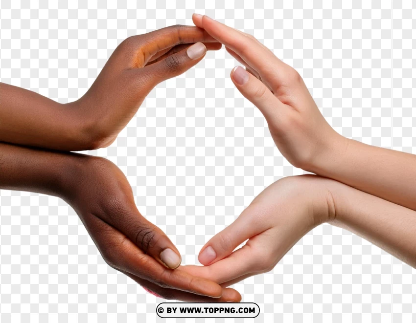 Hd Hands Circle Shape Gesture Different Skin Tones PNG Transparent Background