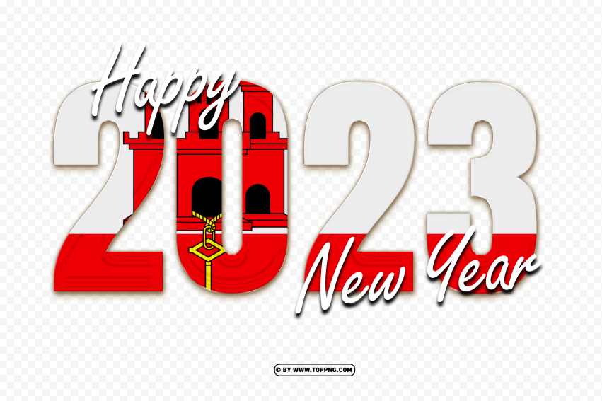 hd happy 2023 new year with gibraltar flag png,New year 2023 png,Happy new year 2023 png free download,2023 png,Happy 2023,New Year 2023,2023 png image