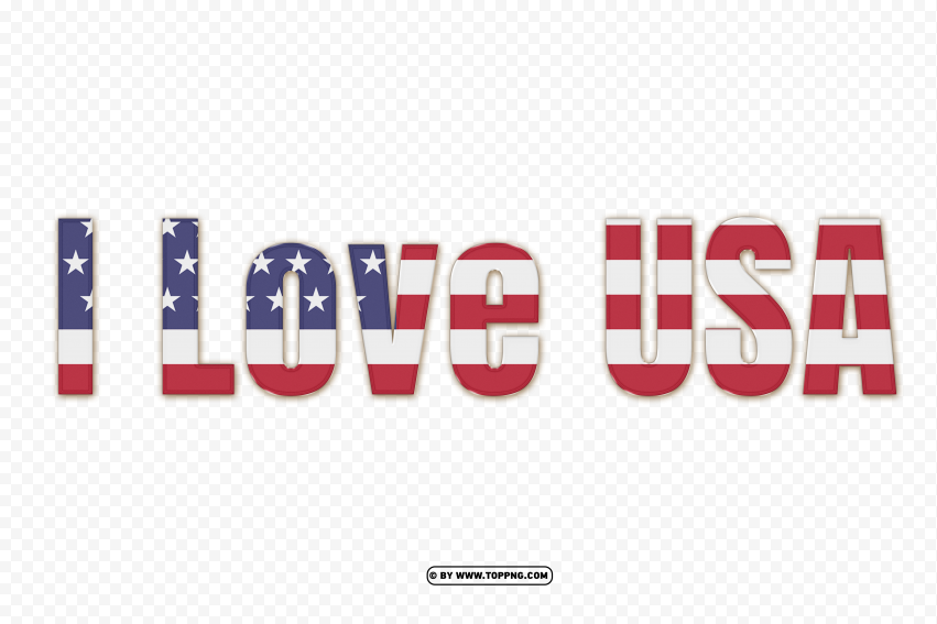 HD I Love USA Text Words Transparent Background