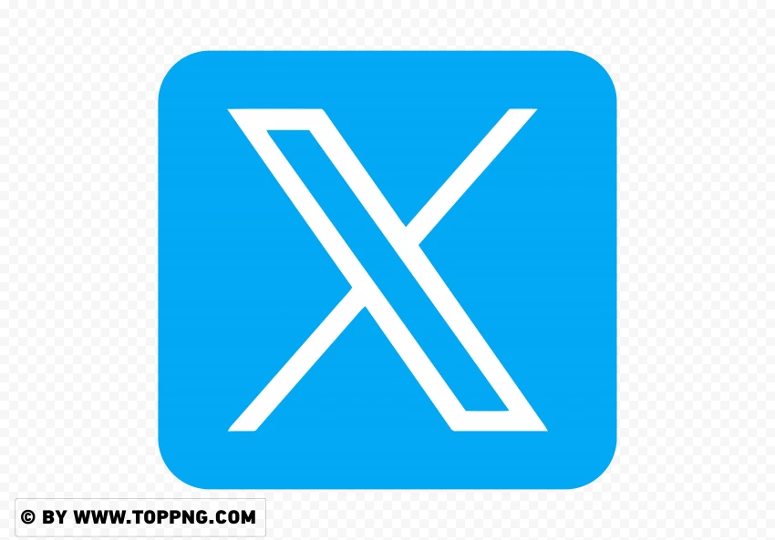 HD New TwitterX Logo Blue Square PNG Background