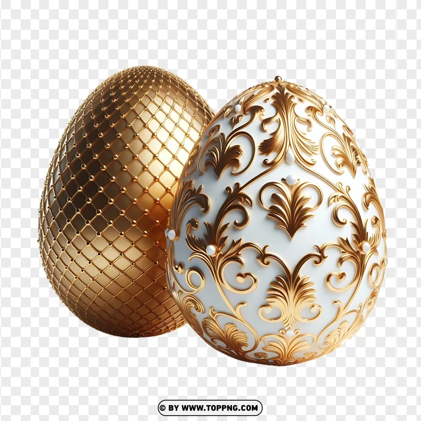 Hd Pair Of Gold Luxury Easter Eggs PNG Transparent Background