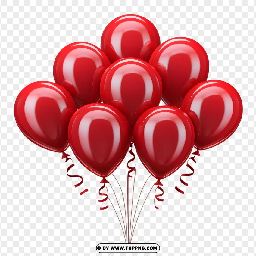 Hd Red Birthday Balloons Cluster PNG Transparent Background