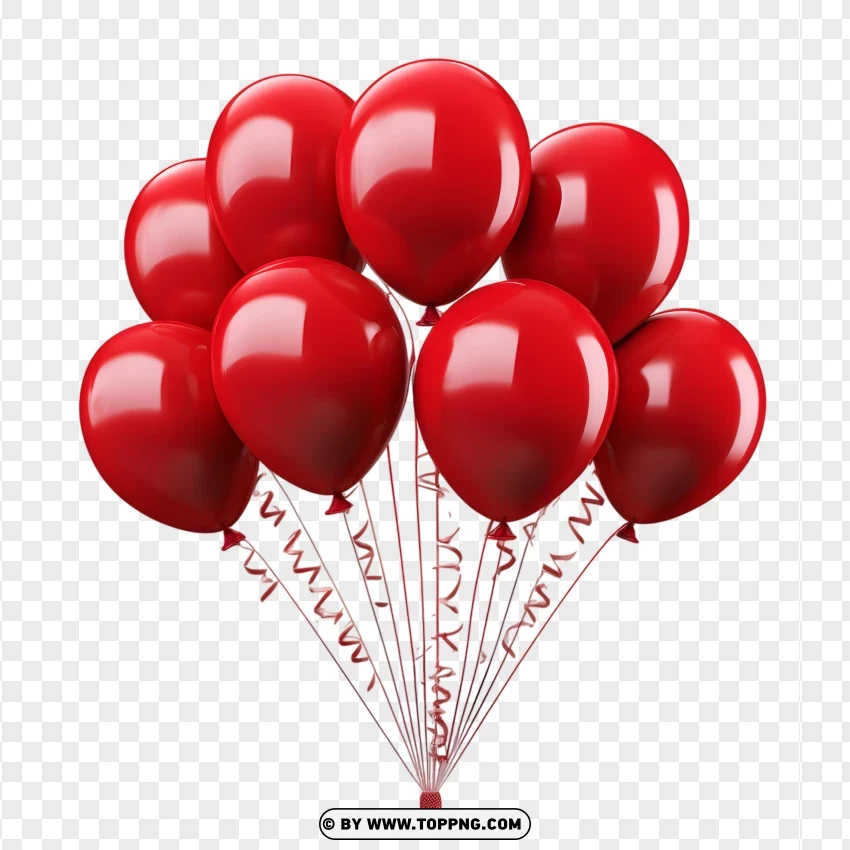 Hd Red Floating Balloon Cluster PNG Transparent Background