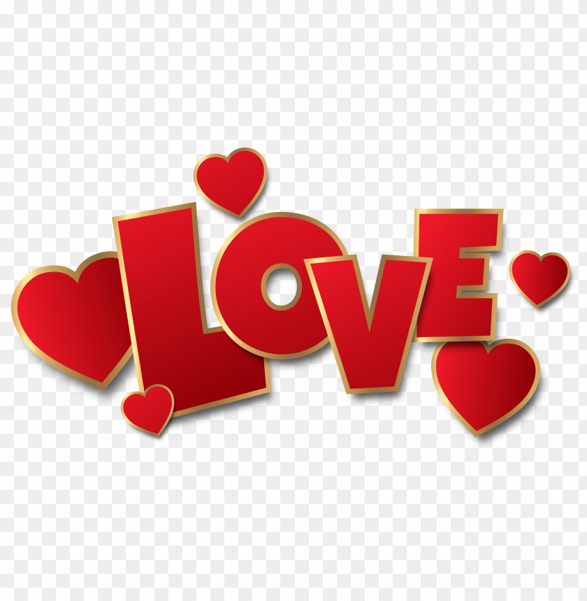 hd red love word with hearts PNG image with transparent background@toppng.com
