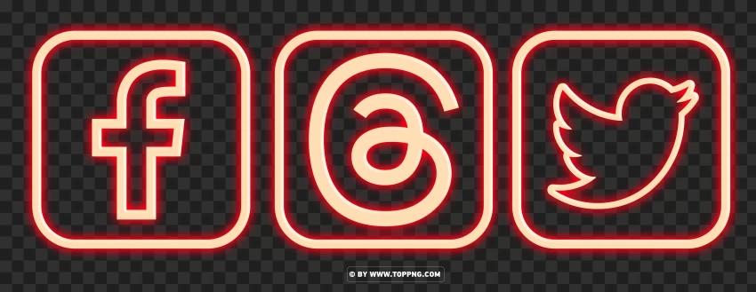 HD Red Neon Threads Facebook And Instagram App Logo Icon PNG