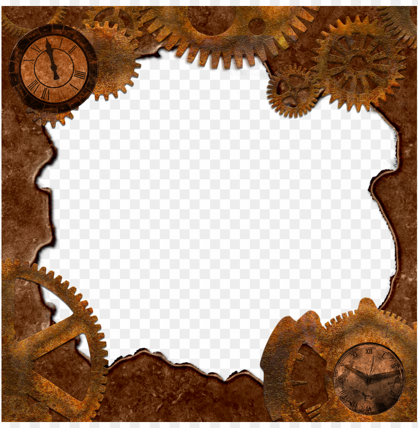hd rusty grunge metal gears frame PNG image with transparent background@toppng.com