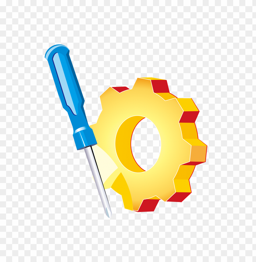 Hd Screwdriver And Gear Cartoon Illustration Tools PNG Image With Transparent Background