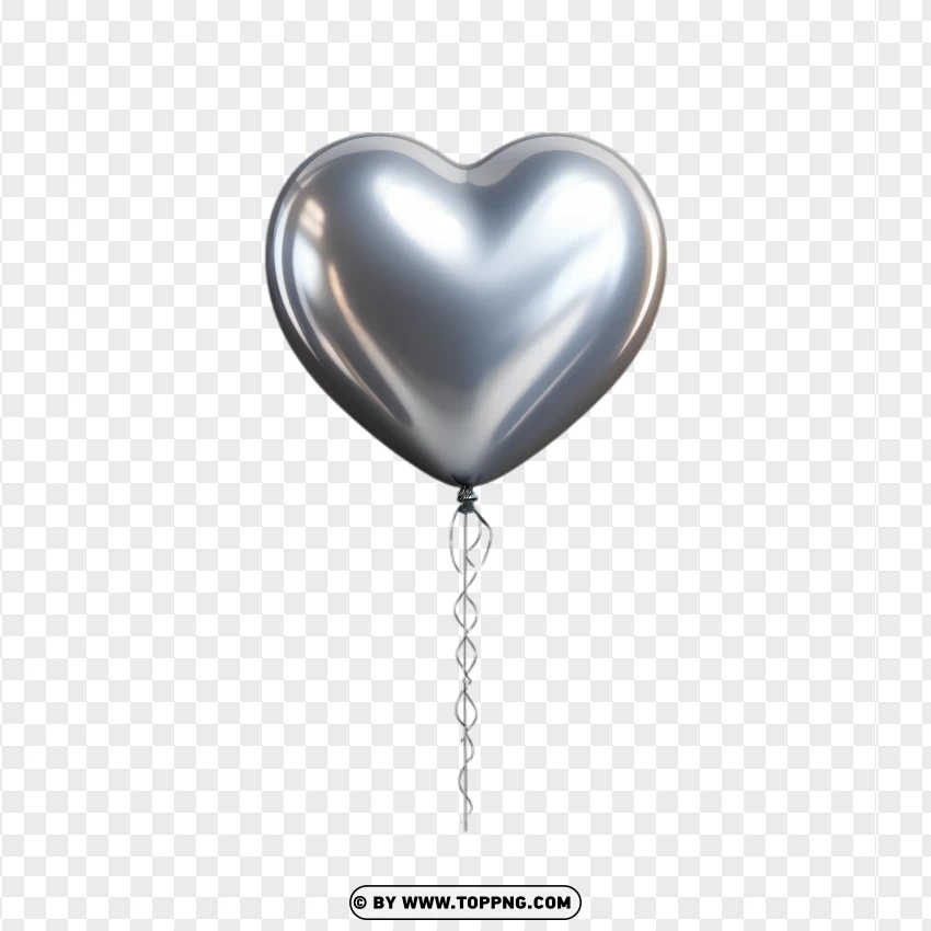 Hd Single Silver Heart Balloon For Elegant Decorations PNG Transparent Background