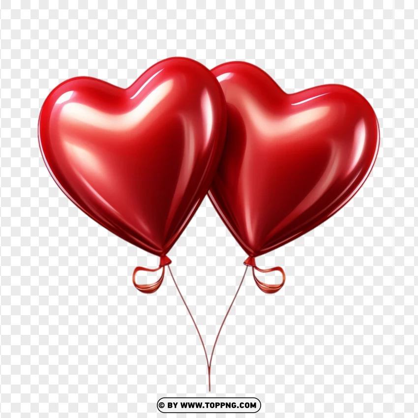 Hd Two Red Love Valentines Hearts Balloons PNG Transparent Background