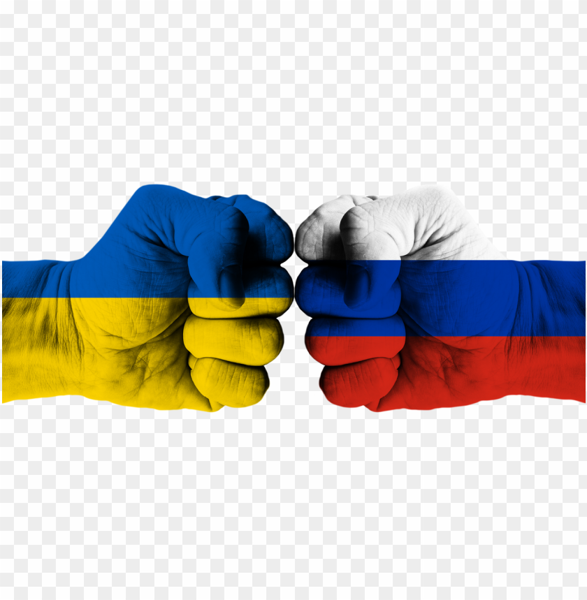 hd ukraine vs russia flags on hands PNG image with transparent background@toppng.com