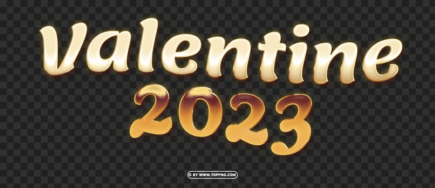 Hd Valentine 2023 Golden Design Png