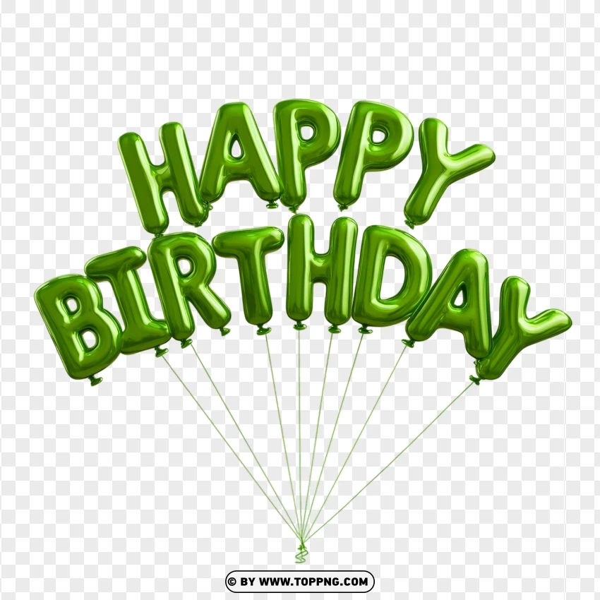 Hd Vertical Green Happy Birthday Balloon Letters PNG Transparent Background