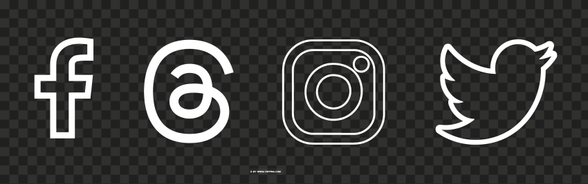 HD White Outline Icons PNG For Facebook Instagram Twitter And Threads