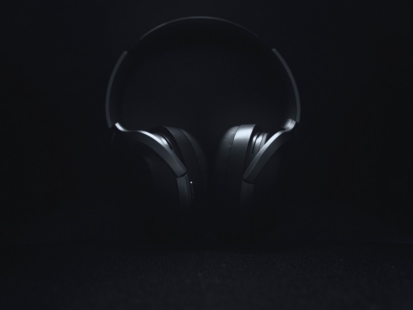 headphones, audio, black, minimalism, gray