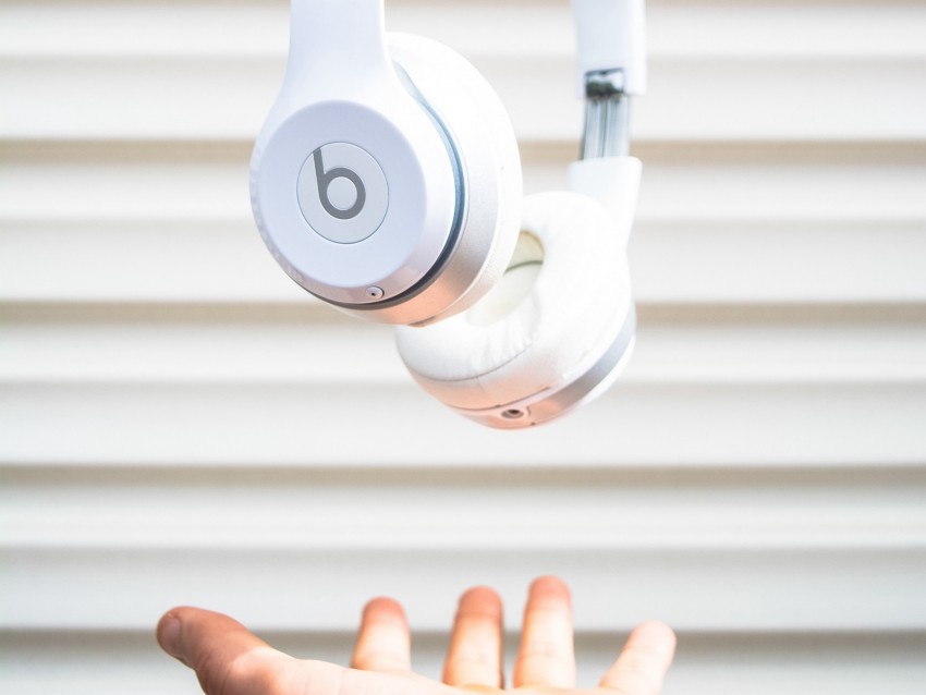 headphones, hand, levitation, audio, white