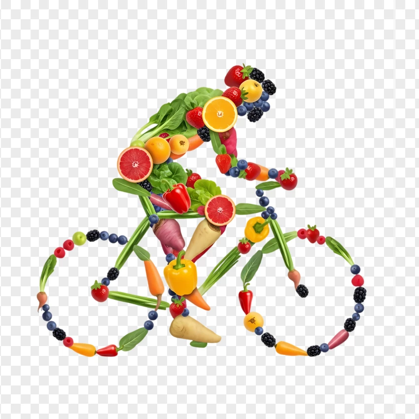Healthy Cyclist Shape With Fresh Food PNG Transparent Background