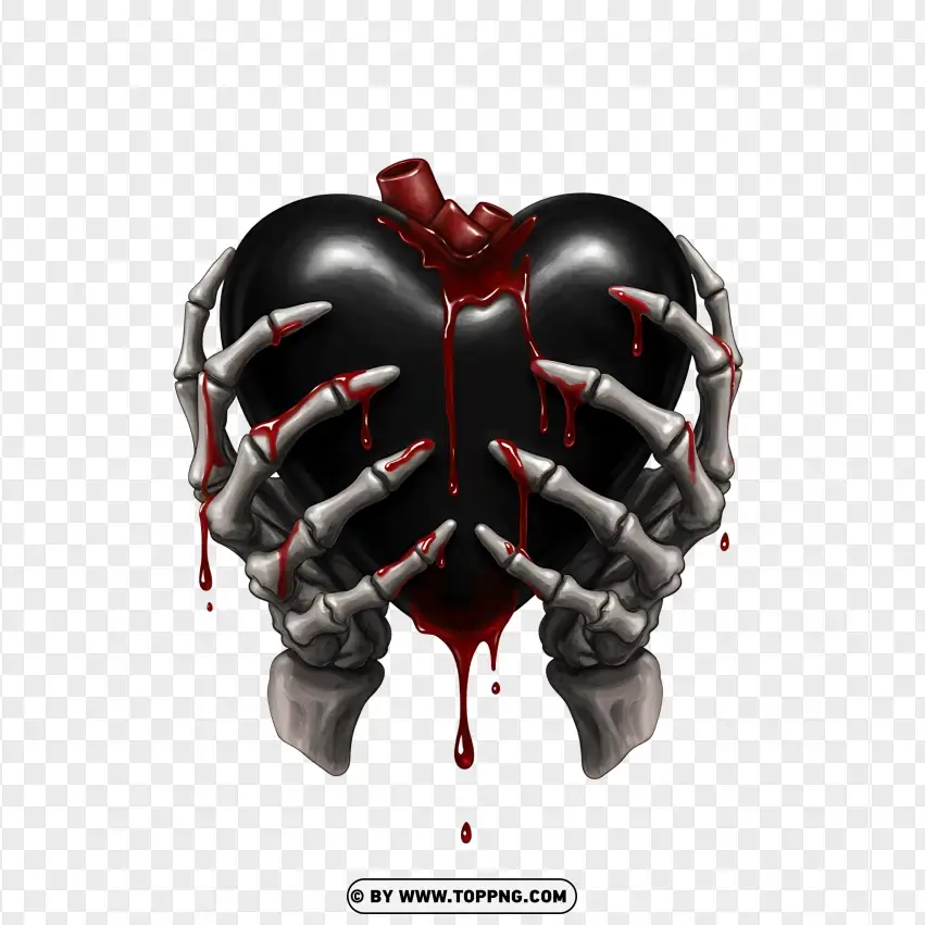 Hd Skeleton Hands Holding A Goth Heart PNG Transparent Background