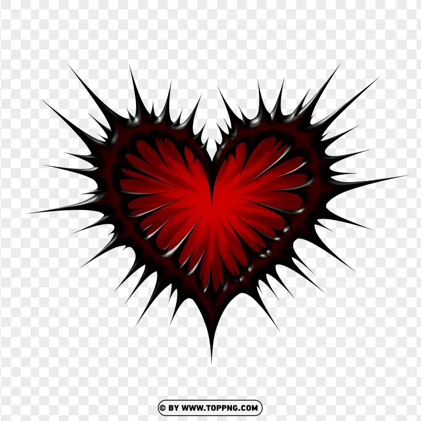 Sharp Spiked Dark Goth Heart PNG Transparent Background