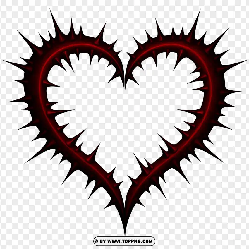 Black Spiked Frame Gothic Heart PNG Transparent Background