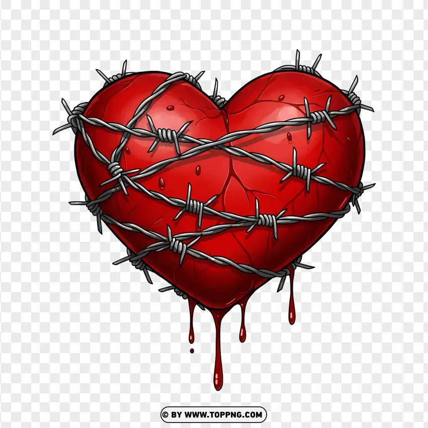 Goth Heart Wrapped In Barbed Wire PNG Transparent Background