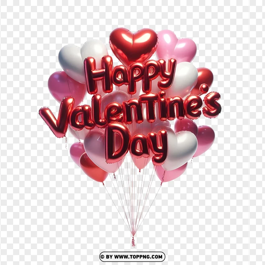 Heart Balloons Valentines Day Greeting With Red And Pink Highlights PNG Transparent Background