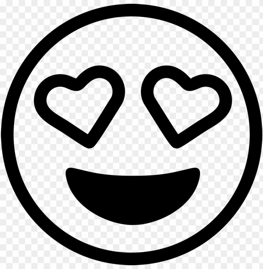 Heart Eyes Emoji Rubber Stamp Black And White Love Emoji Png