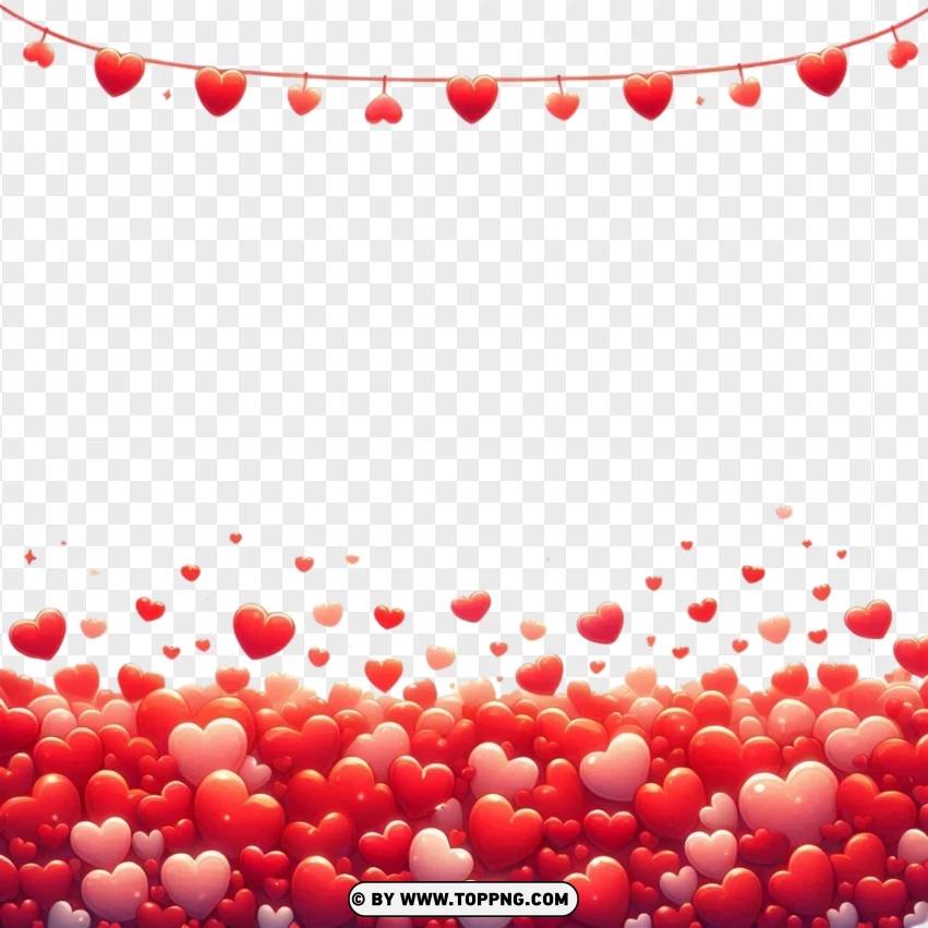 Valentines Day Hearts Frame Banners Card PNG Transparent Background