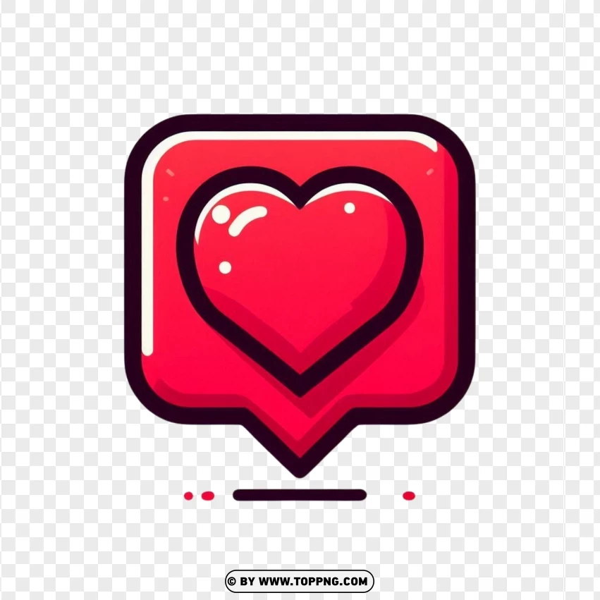 Glossy Heart Icon On PNG Transparent Background