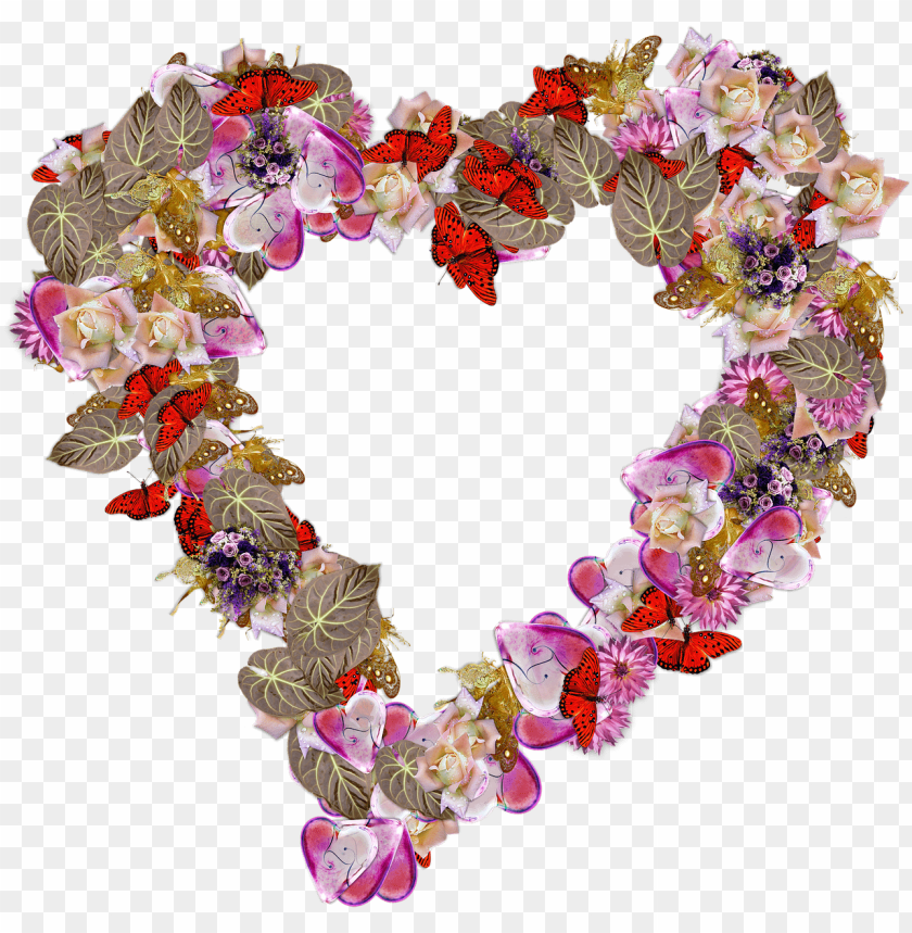 Download heart made of butterflies and leaves png images background@toppng.com