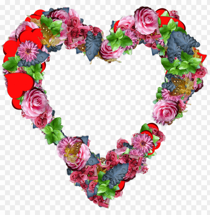 Download heart made of colourful flowers png images background@toppng.com
