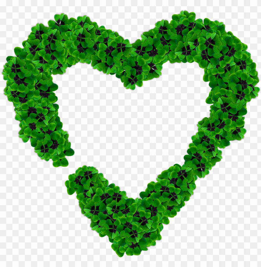 free PNG Download heart made of dark green shamrocks png images background PNG images transparent