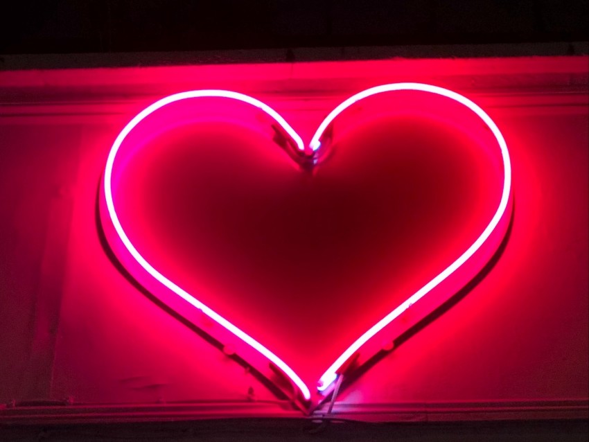 heart, neon, sign, light, red