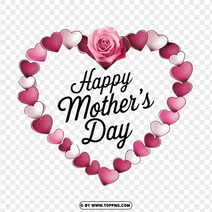 Heart Roses Mothers Day Frame PNG Transparent Background