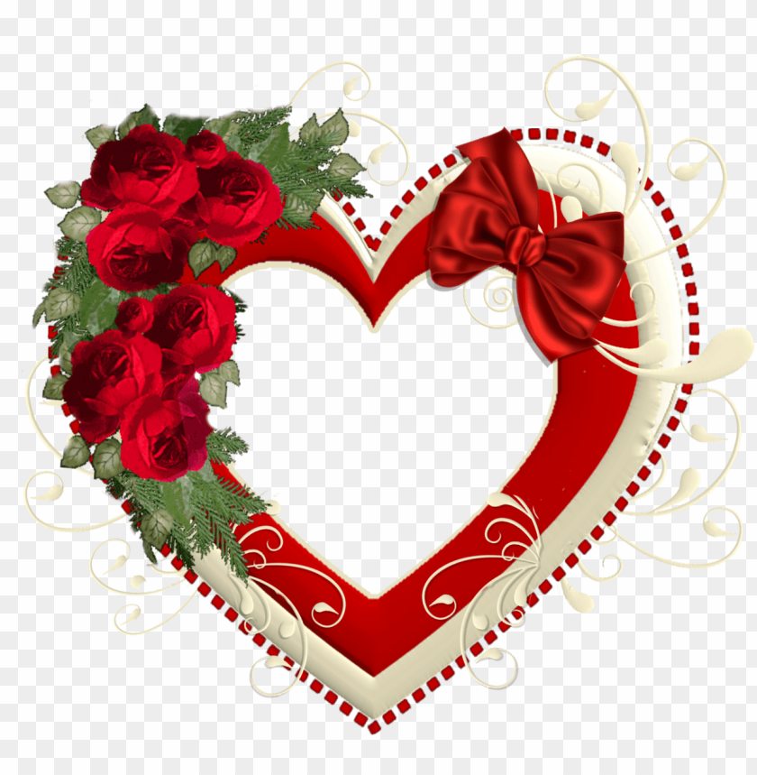 heart transparent frame with red roses background best stock photos | TOPpng