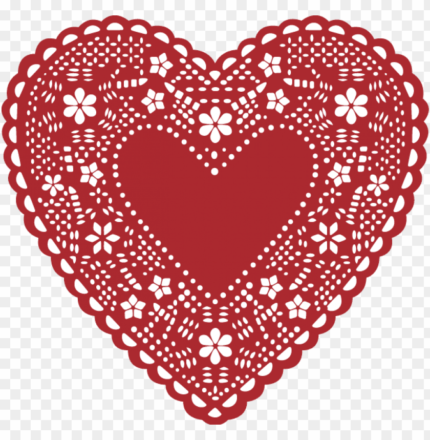Heart Valentine S Day Lace Clip Art - Lace Doily Heart PNG Transparent With Clear Background ID 246437