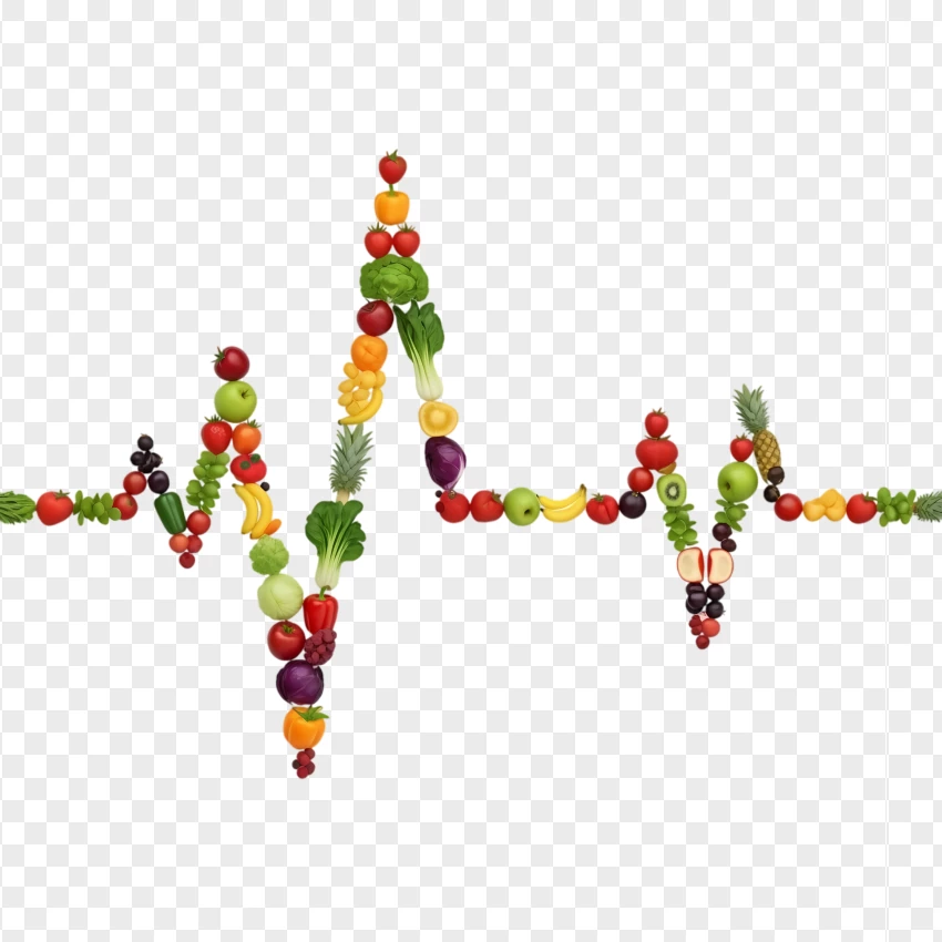 Heartbeat Line Made Of Fruits And Vegetables PNG Transparent Background