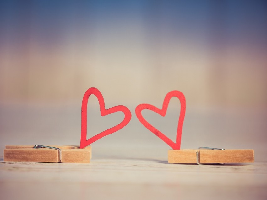 hearts, clothespins, macro, love