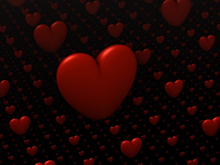 hearts, love, 3d, red