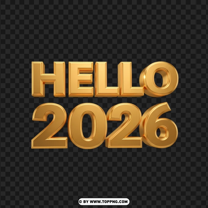 2026 Celebration Gold Lettering With 3d Effect PNG Transparent Background